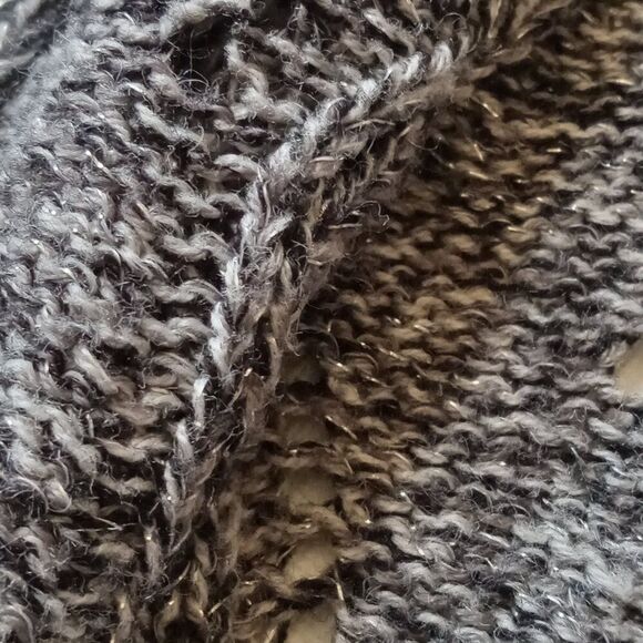 Laura Scott Gray and Silver Plus Size Marled Knit Open Front Cardigan Women's 2X - Picture 7 of 12